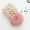 23 Colors Trinket Fluffy Artificial Rabbit Fur Ball Key Chain Pompons with Leaves for Women Car Bag Key Ring Jewelry Gift EH1003 G1019