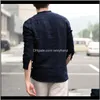 Casual Mens roupas vestuário entrega 2021 a cor pura linho folgue de manga curta botão bolso vintage homens camisas tops camisa masculin