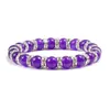 Style Purple Chalcedony Friendship Bracelets Bangles Rhinestone Natural Bead Bracelet Women Metal Yoga Jewelry Accessories Beaded, Strands