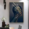 Black Woman Gold Abstract Painting Canvas Prints Portrait Posters Wall Art Pictures for Living Room Home Decoration