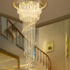 Lång trappkronor duplex Building Villa vardagsrum Trapplampa Modern Minimalist Crystal Chandelier för matsalslampor LED