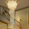 Lustres d'escalier longs bâtiment duplex villa salons lampe d'escalier lustre en cristal minimaliste moderne pour lampes de salle à manger LED