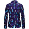 Christmas Tree Print Blazer Jacket Men Fashion Slim Fit Mens Feliz Navidad Xmas Party Prom Masculino 2XL264O