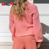 Pulls tricotés pour femmes à manches longues rose vert pull automne chaud hiver mignon pull femmes pull fille 210428