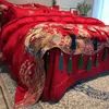 Ensembles de literie Luxe chinois mariage coton égyptien ensemble Loong Phoenix broderie gland housse de couette linge de lit couvre-lit taies d'oreiller