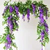 7ft 2m festa di nozze Stringa di fiori Glicine artificiale Vite Ghirlanda Piante Fogliame Outdoor Home Trailing Fiore Falso appeso a parete 2859459