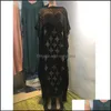 Ethnic Clothing Apparel European Africa Style Abaya Long Dashiki Diamond Flower Clothes Black Dress Kalama Loose Muslim Robe With Scarf Drop