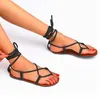 Sexy Women Beach Sandals Cross Ankle Strap Tie Tip Toes For Flat With Gradiator Summer Shoes Zapatos De Muje