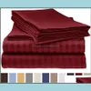 Sheets & Sets Bedding Supplies Home Textiles Garden 4Pc Bed Sheet Set 1800 Luxury Soft Solid Fitted Cases Flat Bedclothes Erlet Deep Pocket