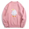 LACIBLE Streetwear Harajuku Cartoon Duck Pattern Knitted Sweaters Loose Jumpers Fashion Casual Winter Sweater Pullover Men Women 211109