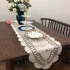 Pa.an Crochet Table Runner Artisanat à la main Artisanat classique Nappe en dentelle Beige Blanc Couverture de table Drop Decor Cadeaux 211117