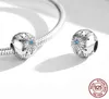 Bamoer 925 Sterling Silver Moonstone Snowflake Bead Charm Love Pendant for Original Bracelet Bangle Women Fine Jewelry