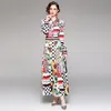 Bayan Butik Baskılı Elbise Uzun Kollu 2021 Sonbahar Yeni Maxi Elbise High-end Mizaç Bayan Uzun Elbise Parti Pileli Elbiseler