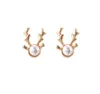 Stud 2021 Leuke kleine herten kerstboom oorbellen voor vrouwen meisjes goud kleur asymmetrisch dier temperament sieraden