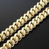 13mm di larghezza Hip Hop AAA CZ Stone Pavimentato Bling Iced Out Square Cuban Miami Link Chain Bracciali Braccialetti per uomo Rapper Gioielli Oro