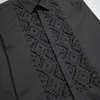 Camicia da uomo in metallo geometrico con perline di pietra nera Camicia a maniche lunghe da uomo Slim Chemise homme Camicie eleganti da uomo in cotone di alta qualità