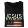 Rolig Jesus är min Frälsare Trump President Tees Shirt Män Skräddarsydd Kortärmad Bomull O-Neck Tee Shirts 210629