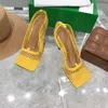 صافي شبكة رقيقة عالية الكعب الصنادل النساء مربع تو سلسلة ديكو sandalias الصيف مثير حزب اللباس الأحذية 2021 مضخات مأدبة المدرج