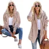 Trench feminina Coats feminino 2022 Wool Fashion casual Casaco com capuz solto outono Winter Women Aberto Aberto Solid Streetwear Cape Pink