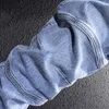 Men's Jeans Street Style Fashion Men Retro Light Blue Spliced Designer Biker Embroidery Elastic Hip Hop Denim Pencil Pants
