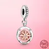 925 prata flamingo folha rosa flor charme cz grânulos de luxo caber pulseira de pandora para mulheres 925 presente de jóias