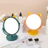 Mirrors Single Sided Makeup Mirror Cat Ear Shaped Round Vanity 360 Degrees Rotation Table Desk With Stand K888