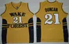 NCAA大学男性のバスケットボールティムダンカンジャージ21 Wake Forest Demon Deacons Chris Paul Jersey 3大学イエローブラックホワイトカラー