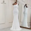 Sexiga vita paljetter sjöjungfrun kvällsklänningar En axelklänningar för kvinnor Party Vestidos de Fiesta Robe de Soiree de Mariage 210719