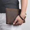 メンズ本物のレザークラッチビンテージ便利な大きな牛革リストレットハンドバッグ財布