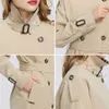 Miegofce Spring Collection Womens Windbreaker Free Fashion Casual High Quality har bälte knäppas ned Cloak 210914