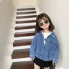 Spring Girls Fashion Denim Short Jackets 1-7 år Kids Casual All-Match Coats Outwears 210708