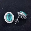 Pendientes Collar Moda Paraiba Turmalina Piedras preciosas Conjunto de joyas para mujeres Sólido 925 Anillo de plata esterlina Collares Regalos de boda