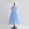 Maluch Dziewczyny Kwiat Rękaw Tulle Sukienka Princess Ruffles Lace Party Suknia Odzież Maxi Długi Ślub Dla Dzieci 210529