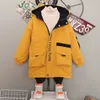 Boys Winter Jacket Fashion Children Plus Velvet Windbreaker Kids Mid-length Hooded Outerwear Warm Clothes For Teenagers TZ698 H0909