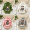 Primavera e autunno Baby Toddler Adorable Bear Print Maglione a maniche lunghe Boy Maglioni Vestiti 210528