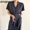 Matching Sets Pants Summer Casual Short Sleeve Turn Down Collar Blouse Tops Single Breasted High Waist Straight Wide Leg Pant 210429
