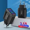 5v 5.1a 4 porty USB ładowarka ścienna UE UK UK UK AC Power Adapter Wtyczki do iPhone'a 7 8 11 12 13 14 Pro Max Samsung LG S1 PC mp3