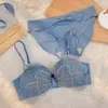 NXY Sexy Zestaw Washeart Kobiety Moda Czerwona Zielona Seksowna Bielizna Bralette Push Up Bawełniane Majtki Bezprzewodowe Biustonosz Zestawy Bielizna A B Kobiece Bras 1128