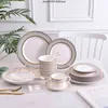 Ceramic Plate Phnom Penh Tableware Porcelain Soup Bowl Rice Dish Stripe Design dinner plates set dishes and sets