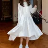Повседневные платья белые платья рубашки женщины осень с длинным рукавом Kawaii MIDI японская лолита халаты шикарно KPOP ALT одежда 2022