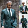 Two-Pieces Business Casual Green Tuxedos Single Breasted Custom Made Slim Pak Fit Groom Party Jas Op maat gemaakt Werkkleding