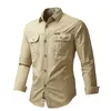 UAICESTAR Brand 100% Cotton Slim Men Shirts Spring Single Breasted Cargo Autumn Fashion Casual 's 210809