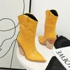 Inverno Botas Ocidentais Moda Estilo Estilo Estilo Salto Meados de Bezerro Super High Sapatos Senhora Do Outono Tamanho 210517