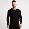 Avslappnad långärmad t-shirt män fitness bomull t-shirt manlig gym träning skinny tee shirt toppar våren ny springa sport kläder y0322