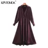 Women Fashion With Buttons Soft Touch Asymmetric Midi Dress Puff Sleeve Side Zipper Female Dresses Mujer 210420