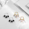 TRENDY GEOMETRIC OCTAGNAGE Résine Small Hoop Boucle d'oreille pour femme Corée Fashion Perles rondes Cristal Tassel Boucles d'oreilles Bijoux Cadeaux