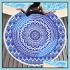 Other Home Textile Textiles & Garden 150Cm Microfiber Round Beach Towel Thick Soft Super Absorbent Tassel Towels Summer Pattern Bath Tapestr