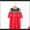 T-shirt Toppar Tees Womens Clothing Apparel Drop Leverans 2021 Oversize T Spring Summer Big Women Long Tee Shirt Short Sleeve Ladies Patchwor