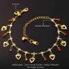 U7 Modne Serce Anklet Lato Biżuteria Prezent Czerwony Kryształ Złoty Kolor Kostki Łańcuchowa Bransoletka Dla Kobiet A301