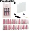 30pcSset Leopard Colorful Long Cercin Matte Faux Nails Ballerine Français Couverture complète artificielle Tip d'art de Nail